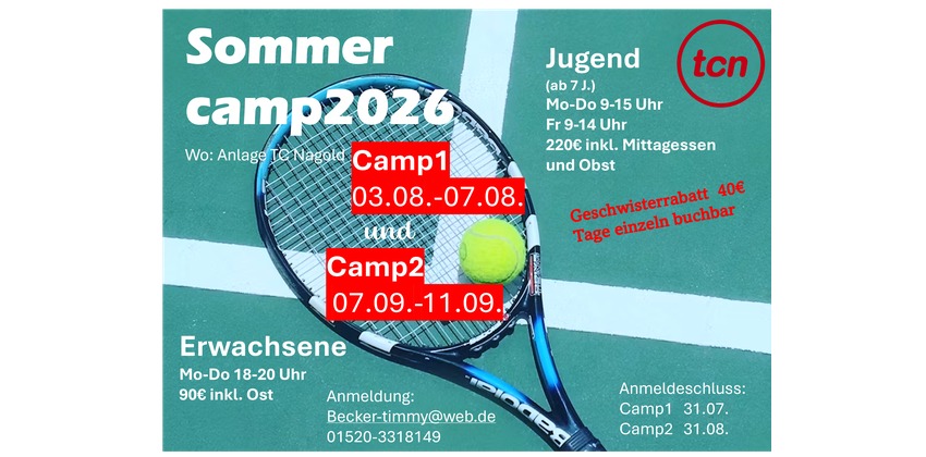 Sommercamp 2026 – TC Nagold